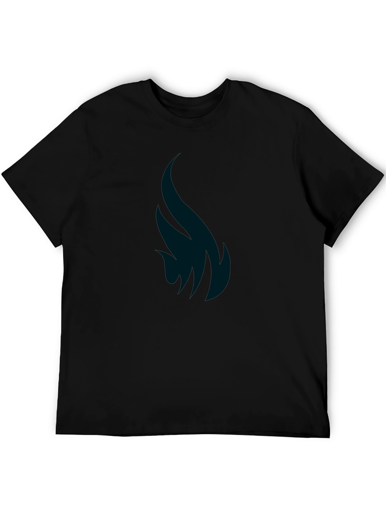 Mens Black Graphic Tee - Abstract Flame Design
