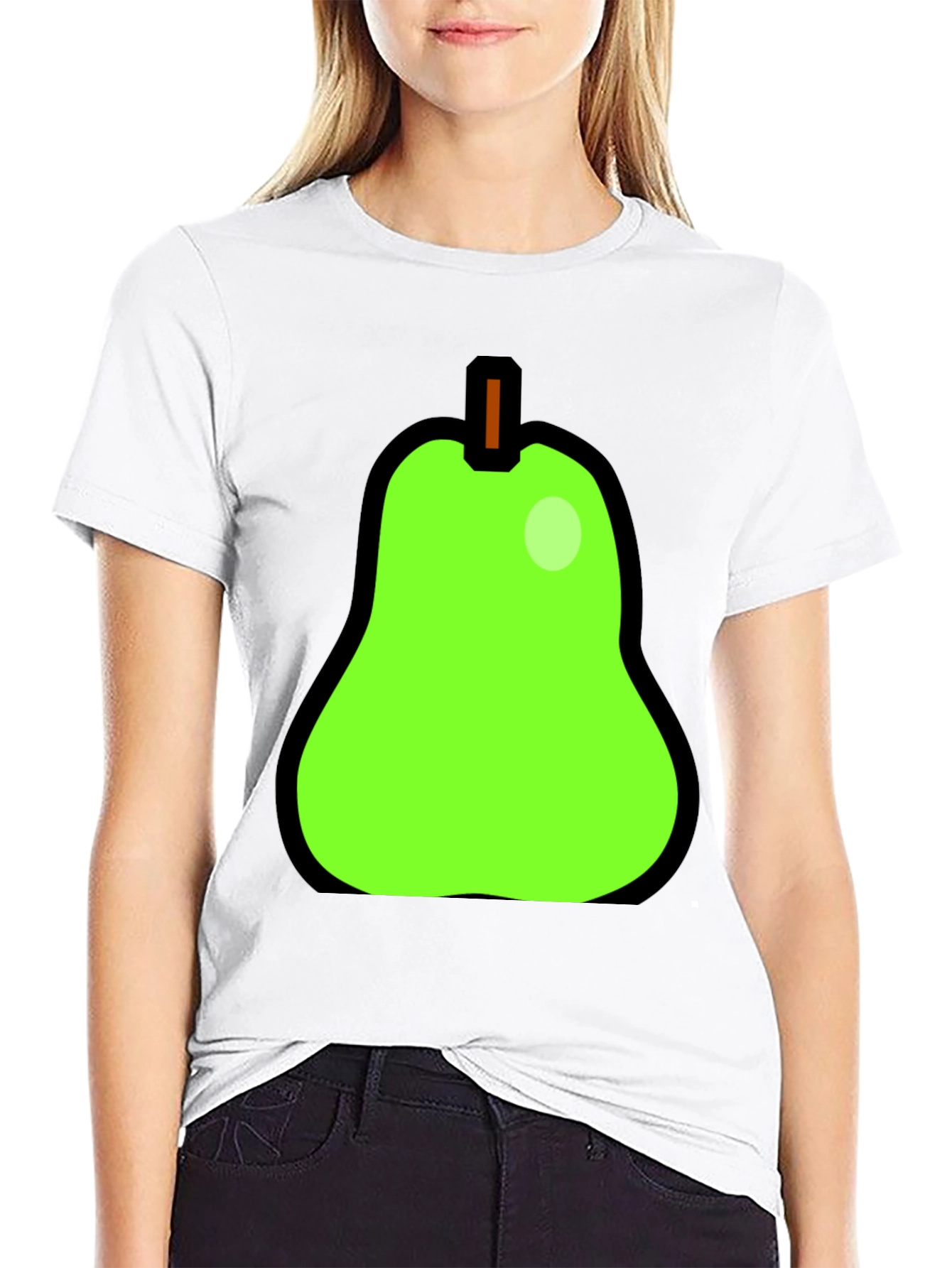 Fun Pear Graphic Print Black T-Shirt