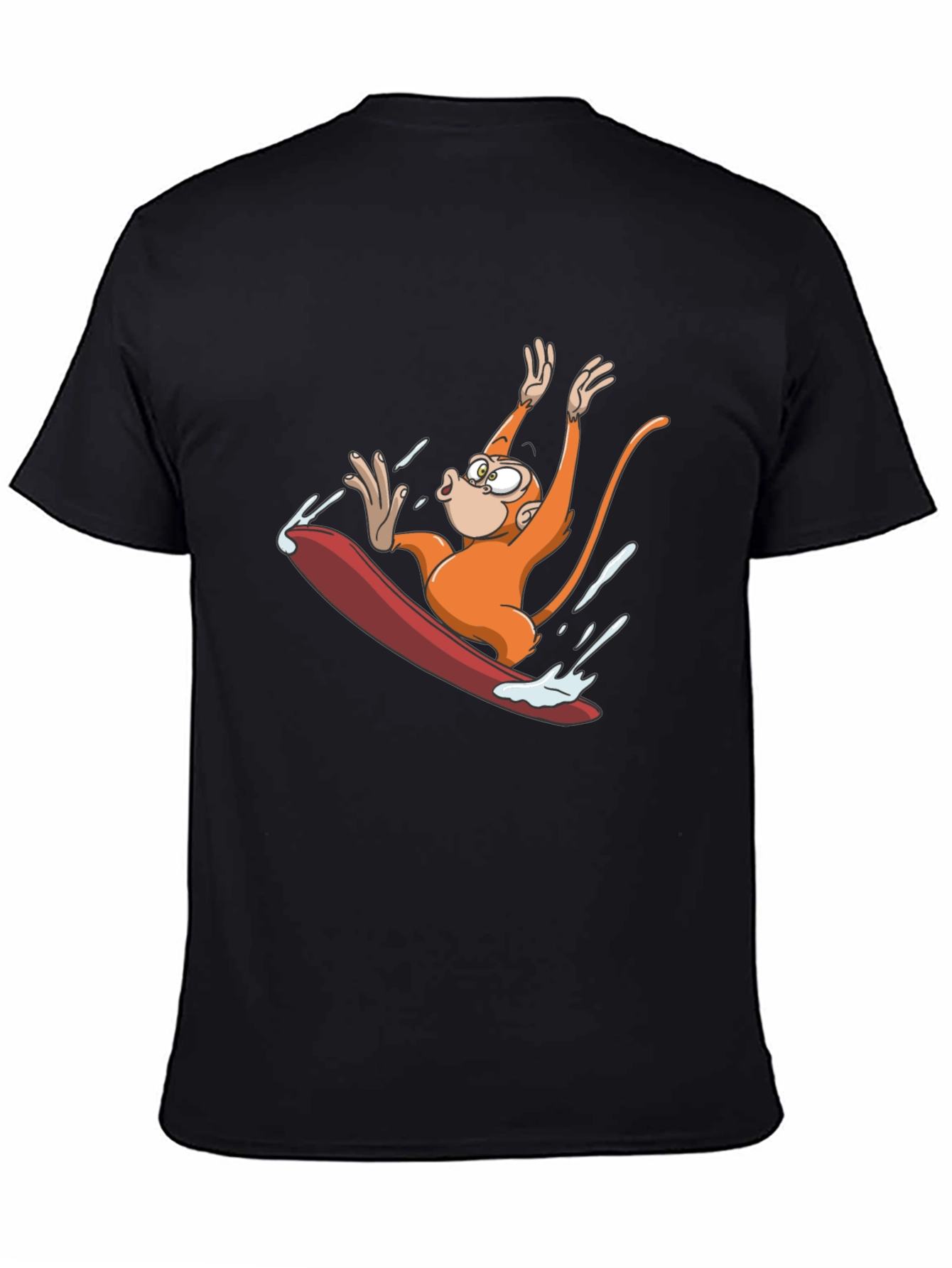 Monkey Surfing T-Shirt - Black Cotton Tee