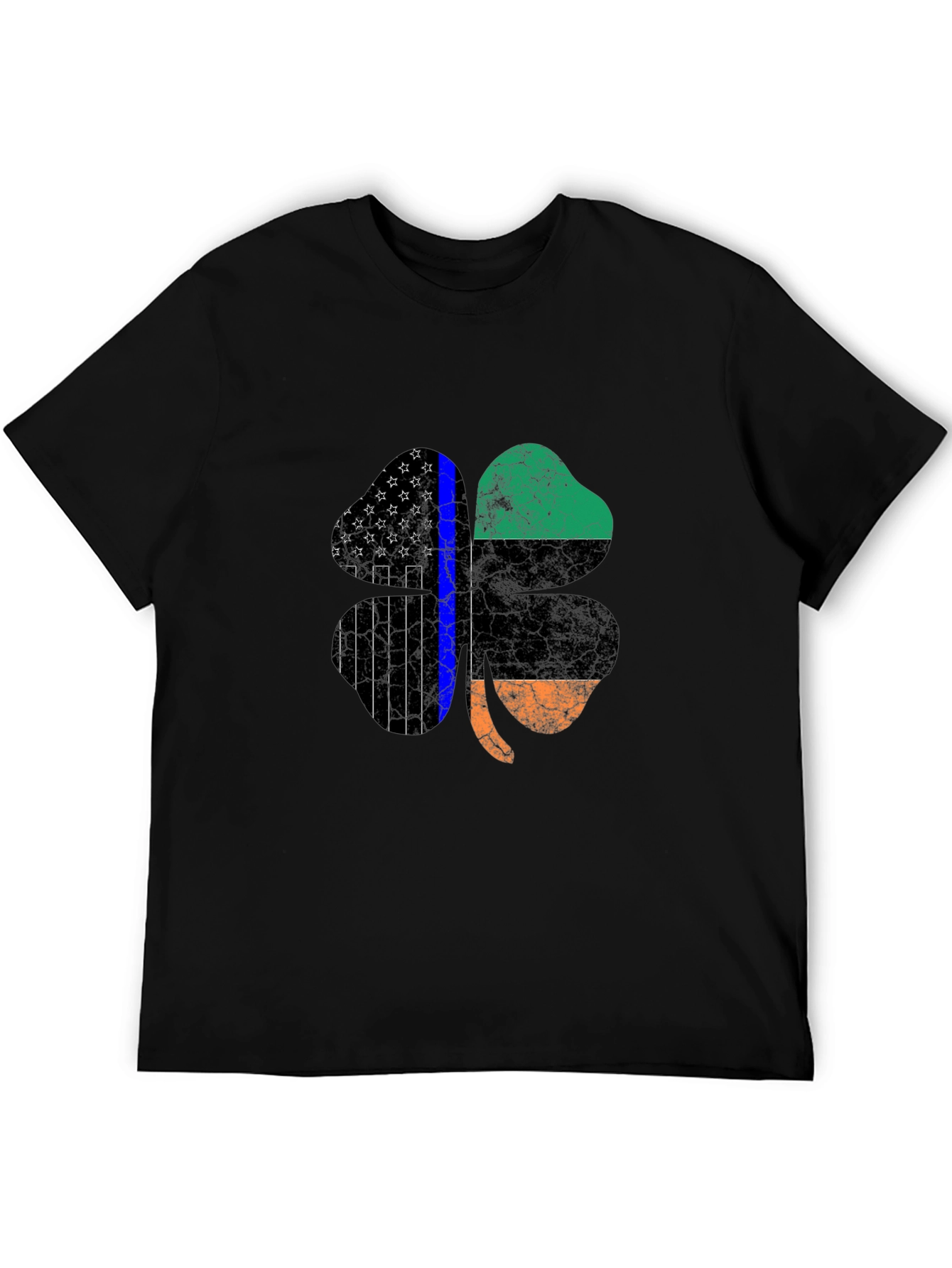 St Patricks Day Shamrock Thin Blue Line Mens T-Shirt