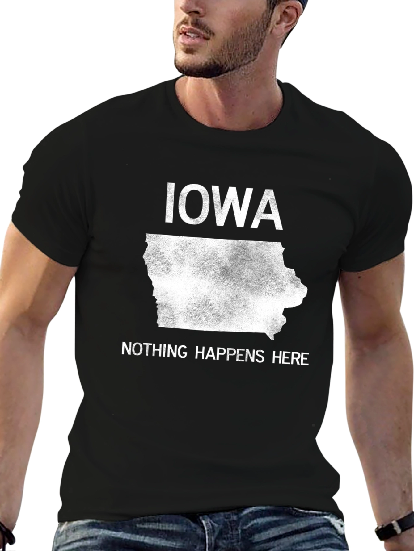 Iowa Nothing Happens Here Graphic T-Shirt