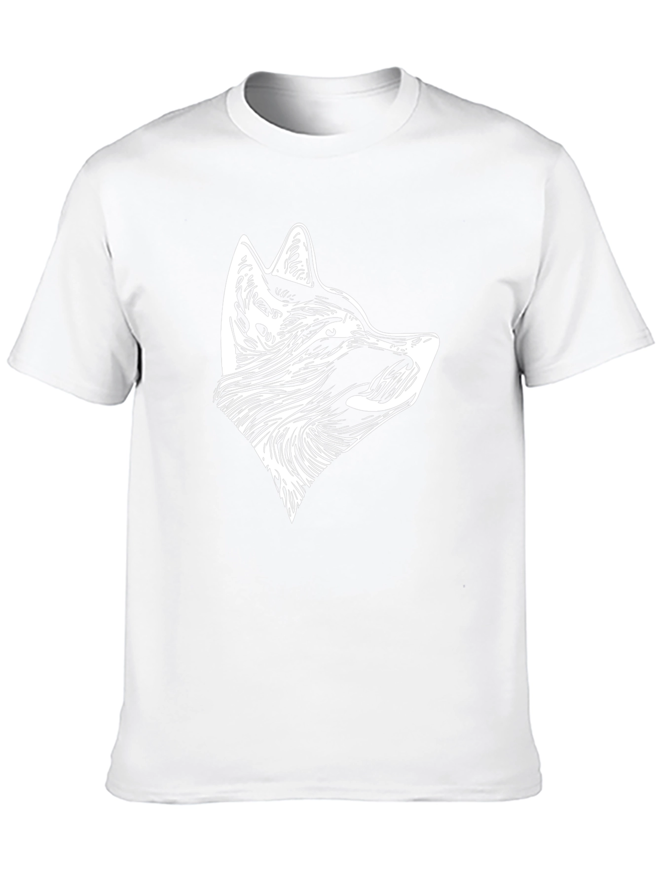 Black T-Shirt with White Wolf Head Design