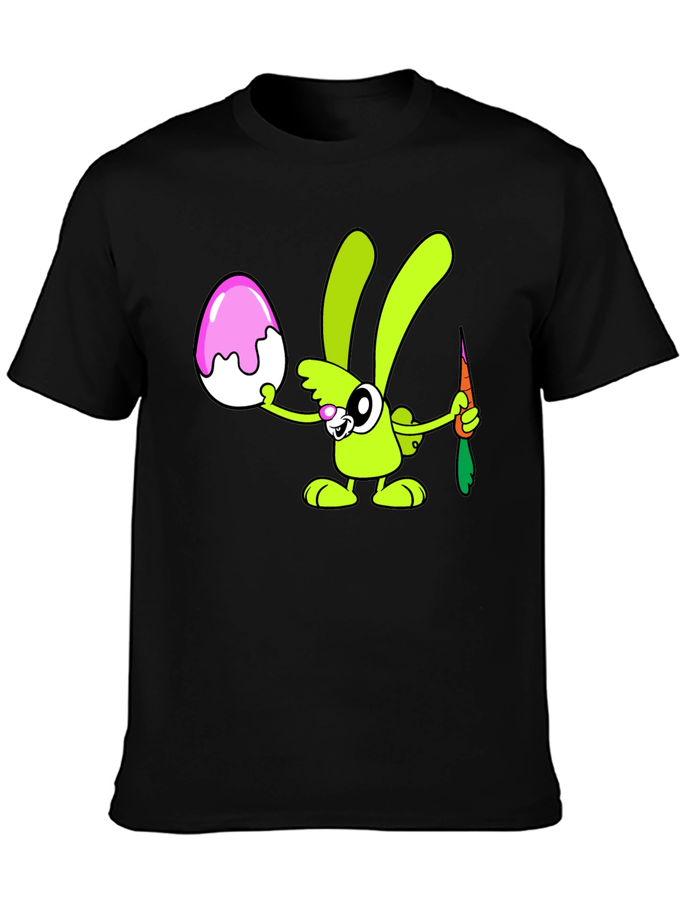 Cartoon Easter Bunny T-Shirt - Black