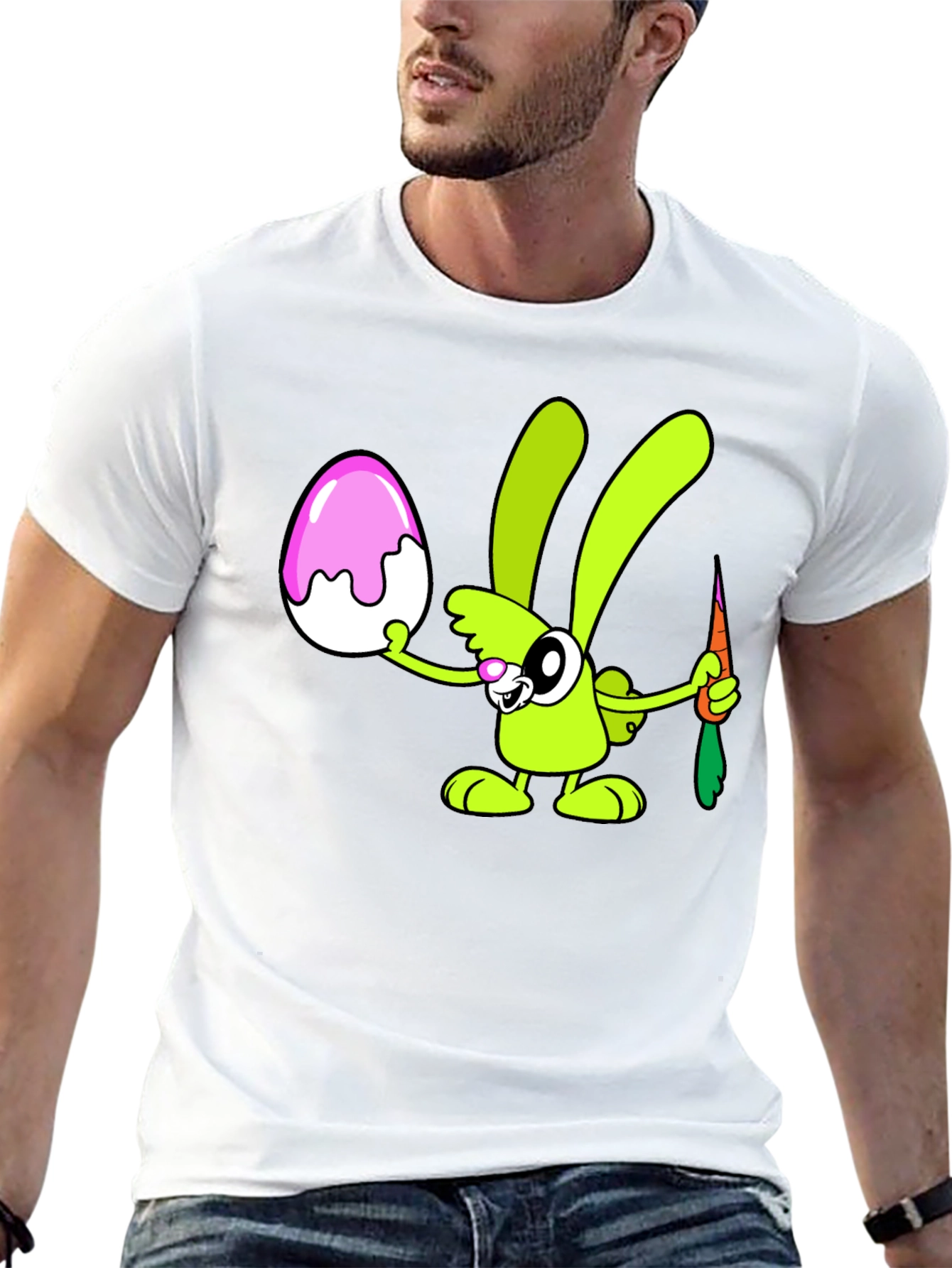 Cartoon Easter Bunny T-Shirt - Black