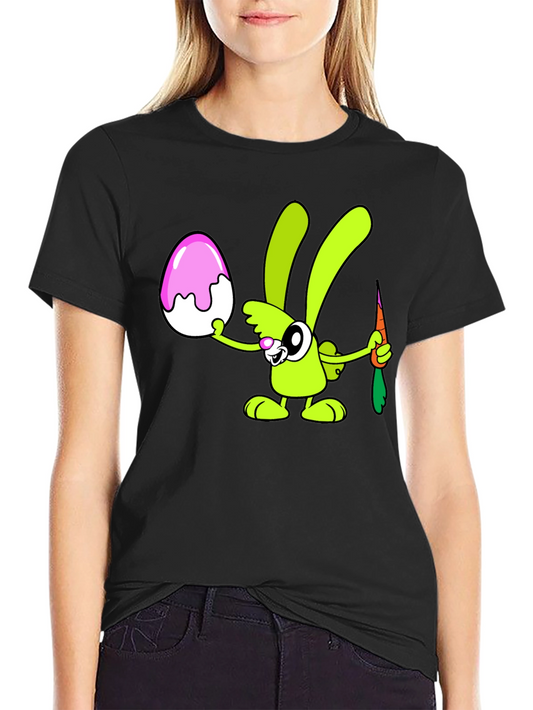 Cartoon Easter Bunny T-Shirt - Black