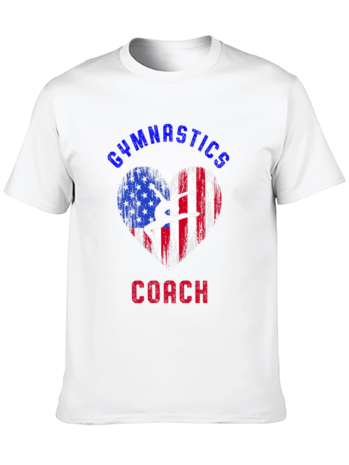 Gymnastics Coach T-Shirt American Flag Heart