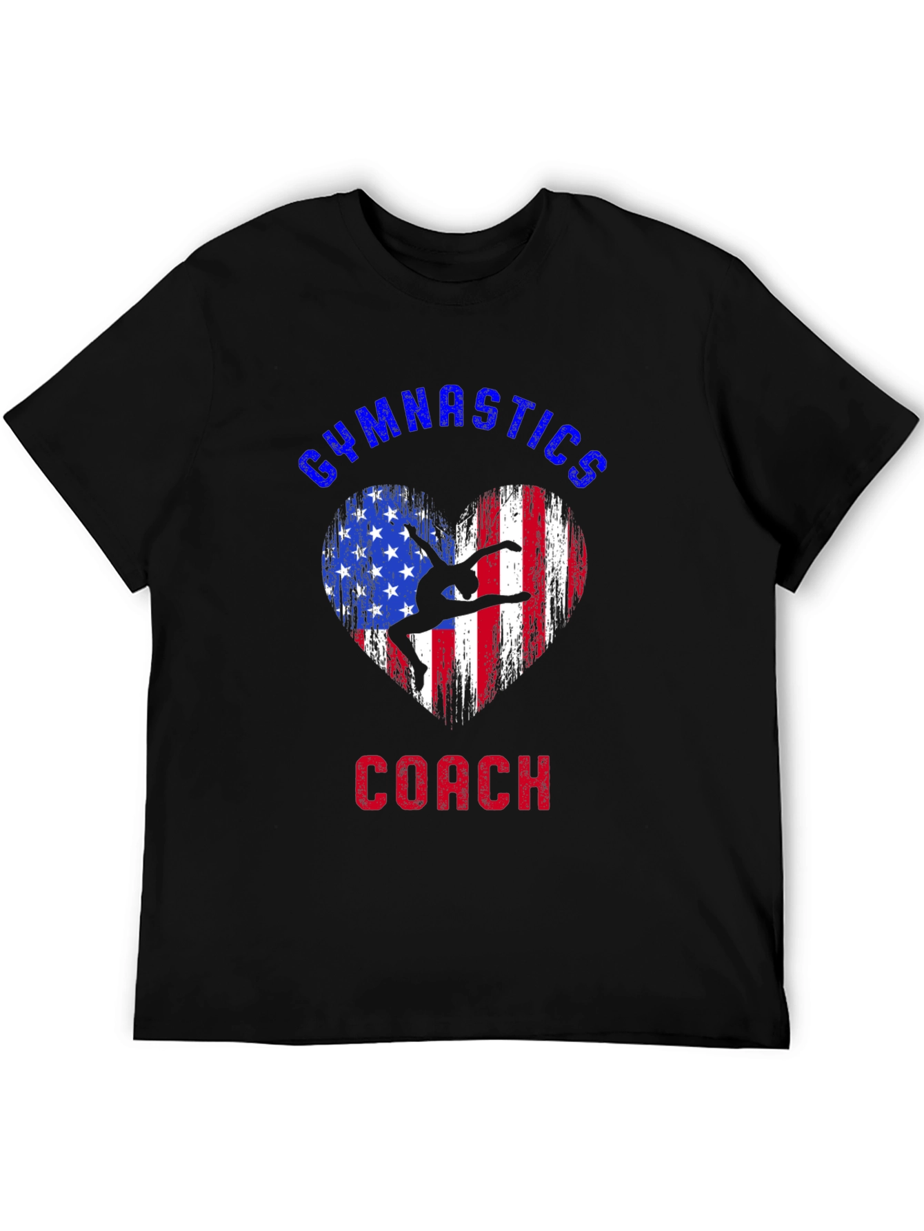 Gymnastics Coach T-Shirt American Flag Heart