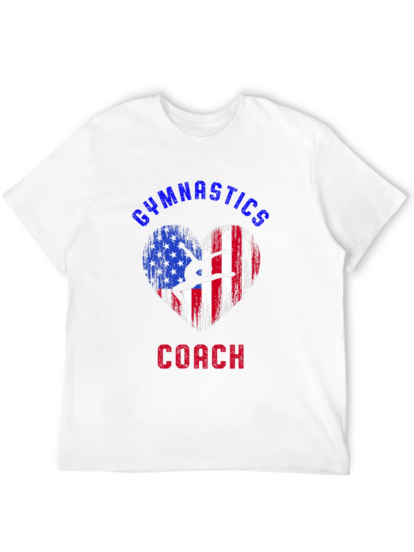 Gymnastics Coach T-Shirt American Flag Heart