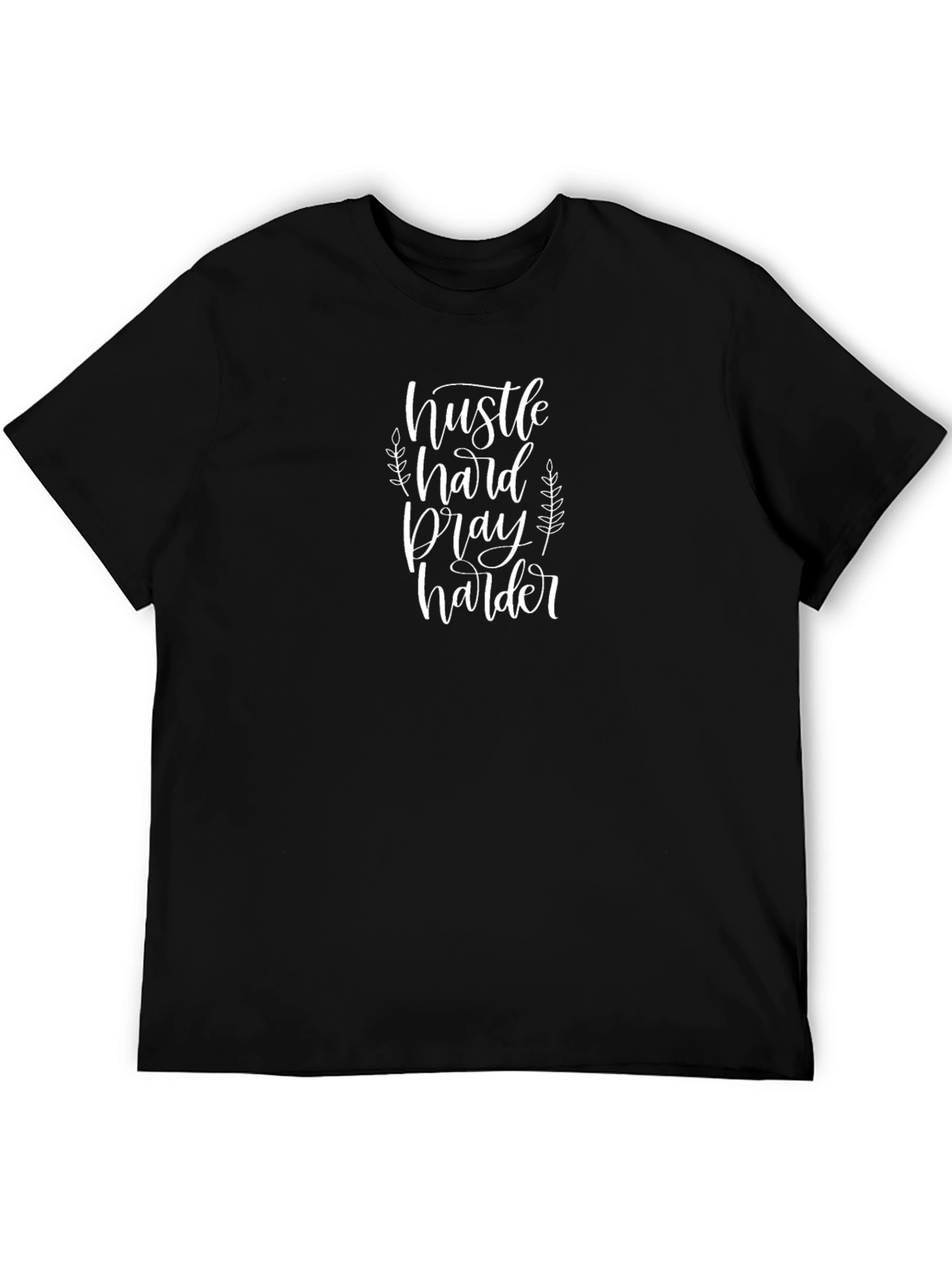 Hustle Hard Pray Harder Black Graphic T-Shirt