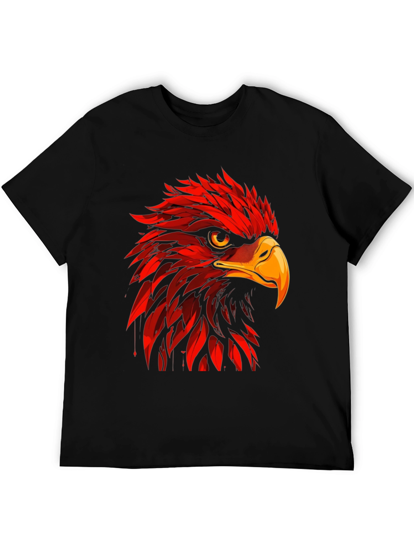 Red Eagle Graphic Print Black T-Shirt