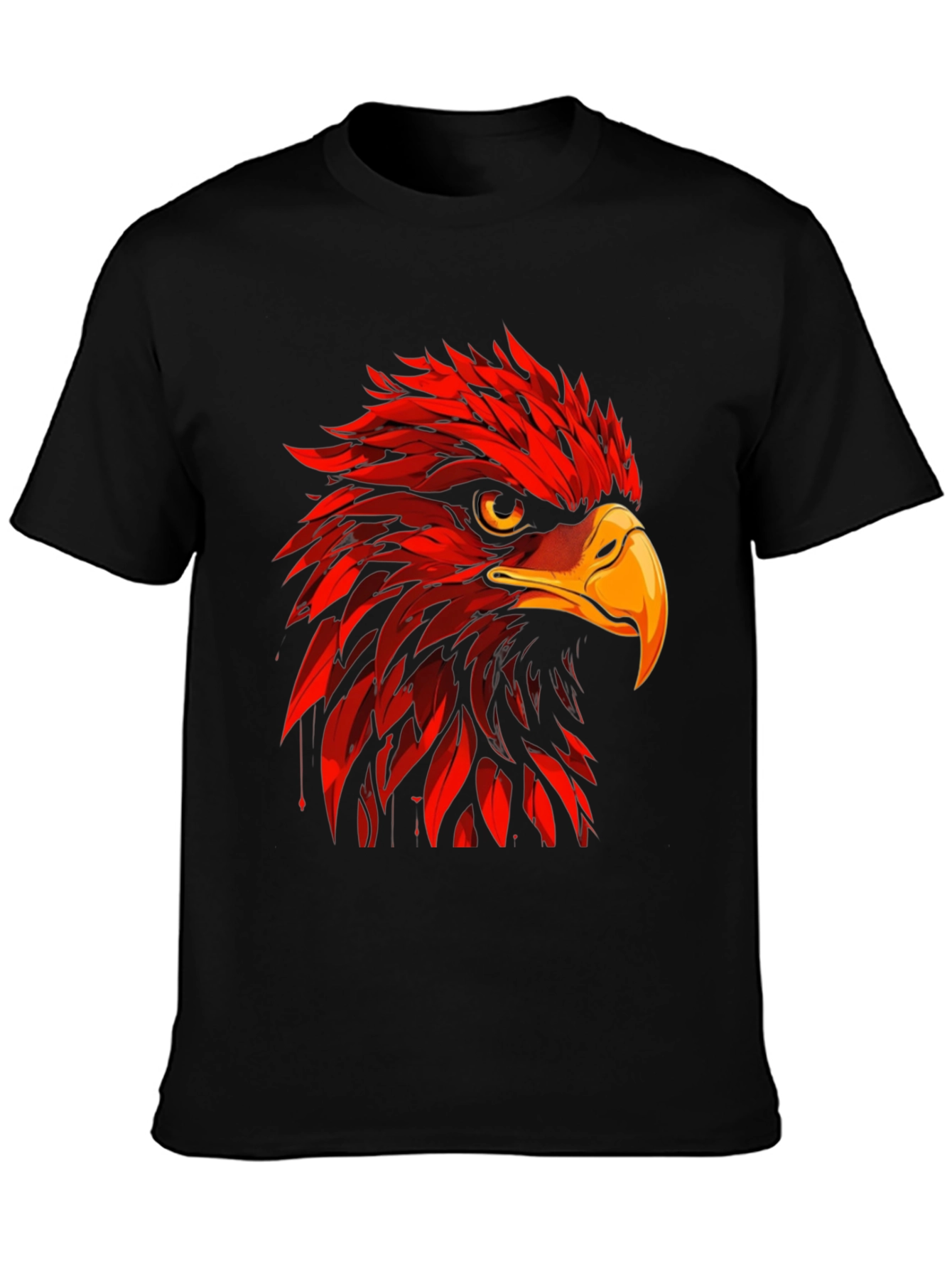 Red Eagle Graphic Print Black T-Shirt