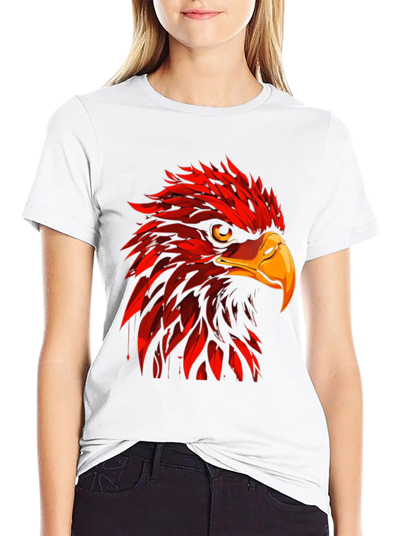 Red Eagle Graphic Print Black T-Shirt