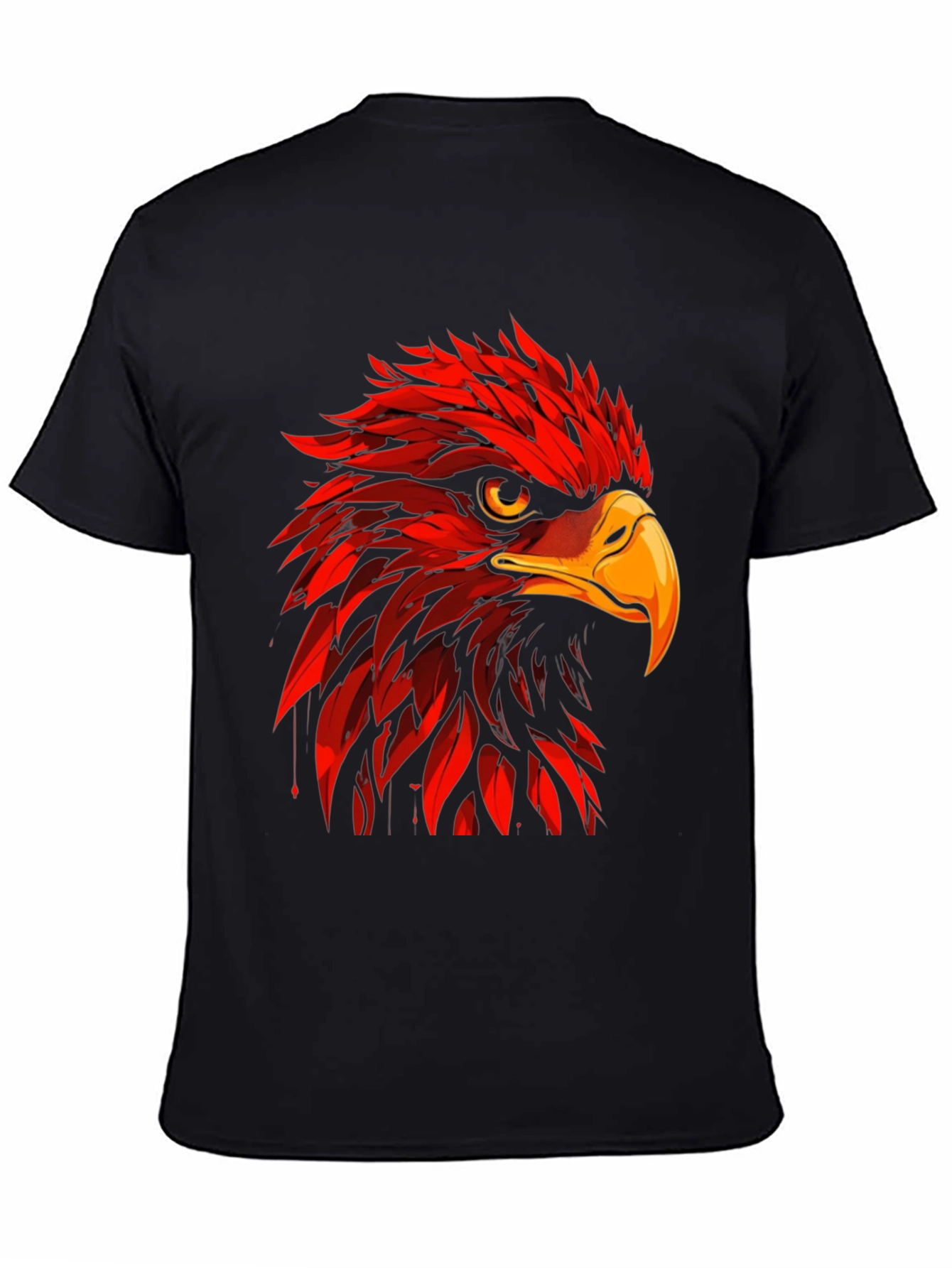 Red Eagle Graphic Print Black T-Shirt