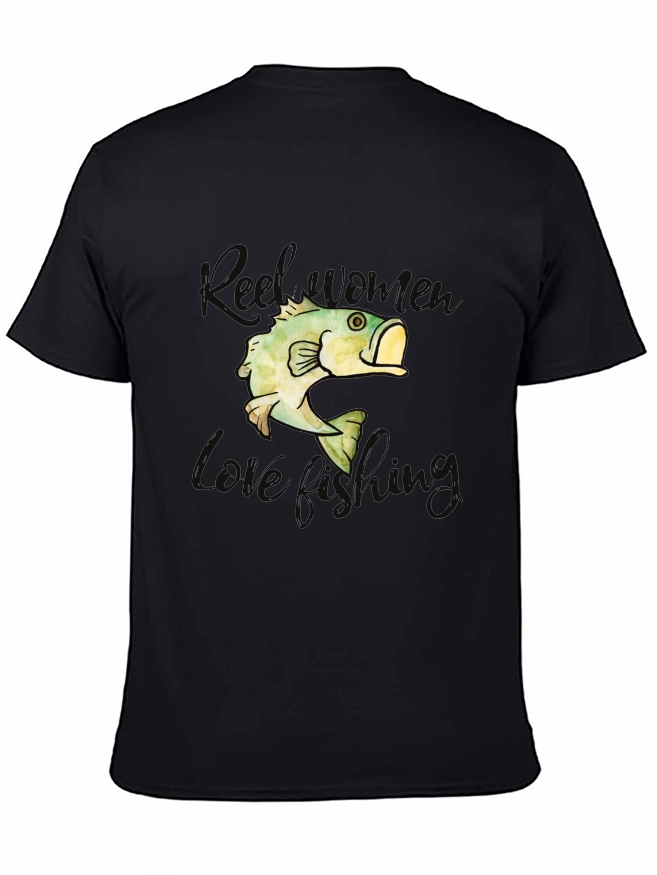 Reel Women Love Fishing Black T-Shirt