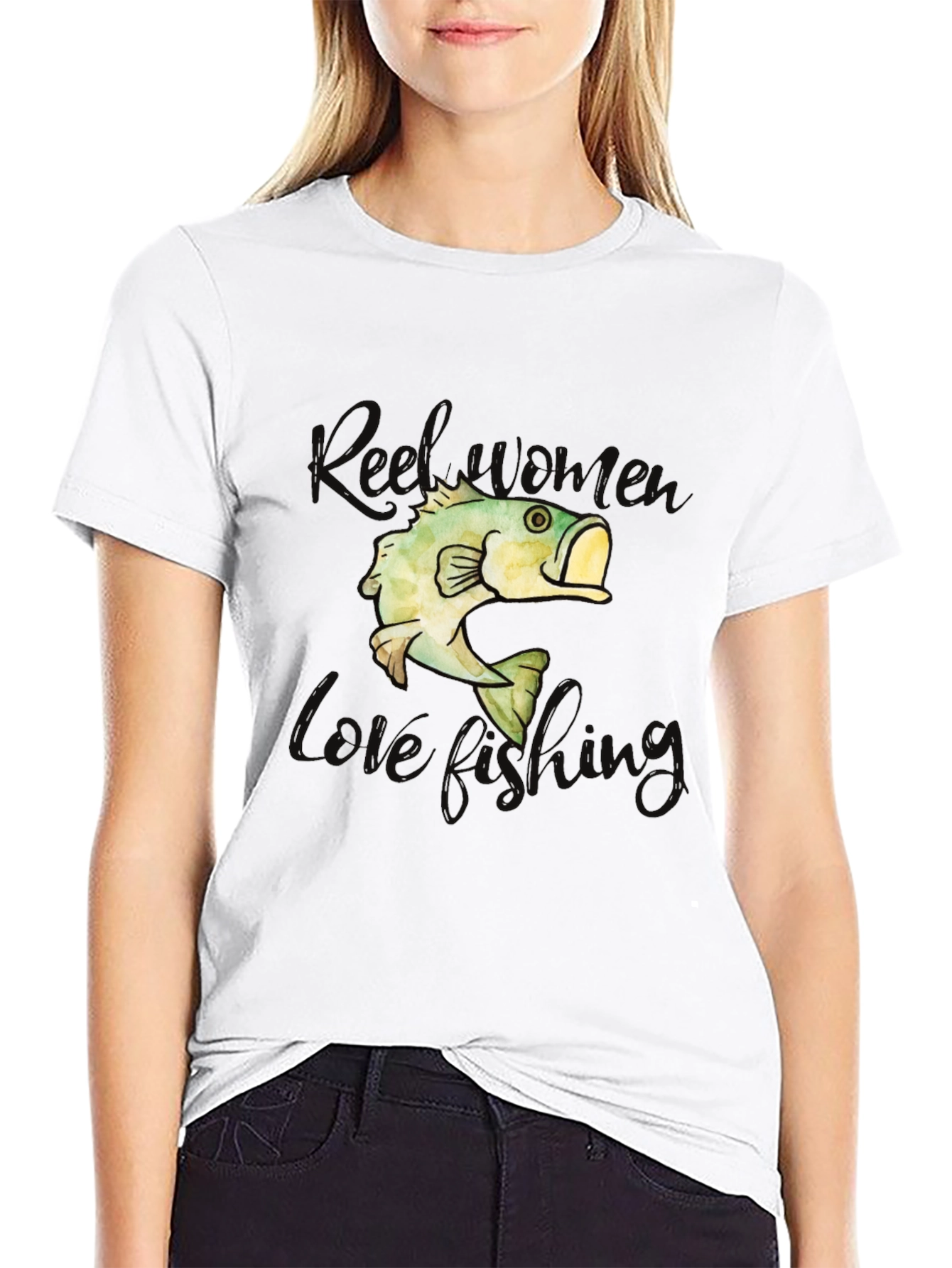 Reel Women Love Fishing Black T-Shirt