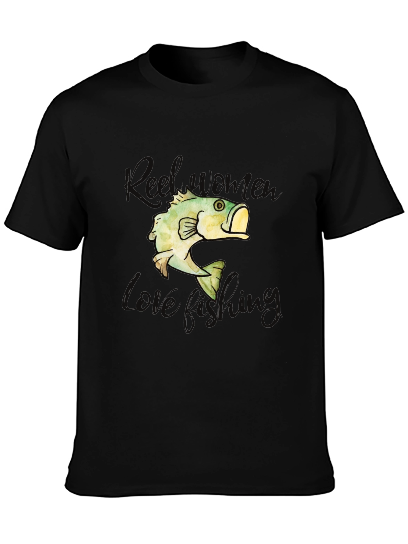 Reel Women Love Fishing Black T-Shirt