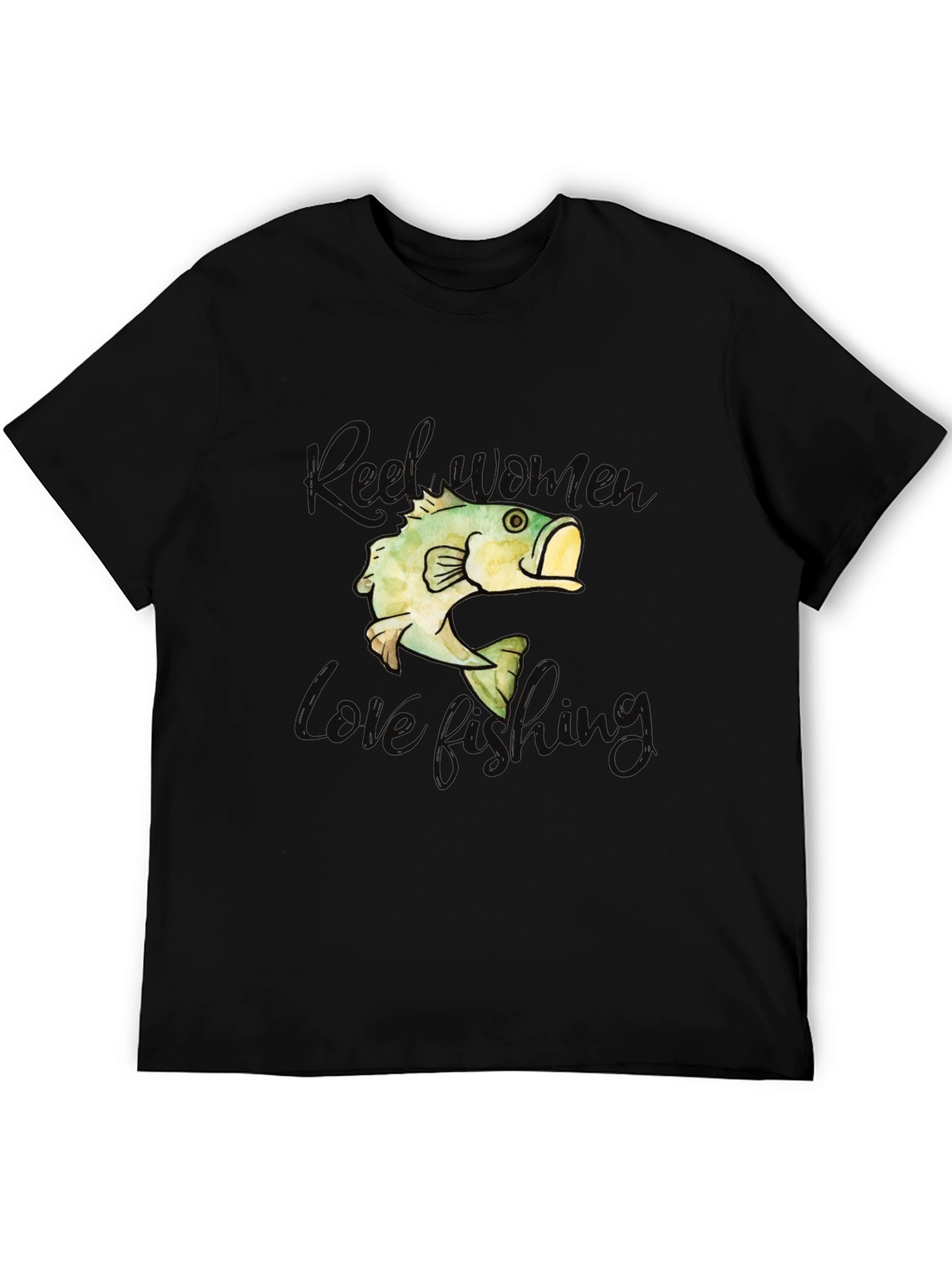 Reel Women Love Fishing Black T-Shirt