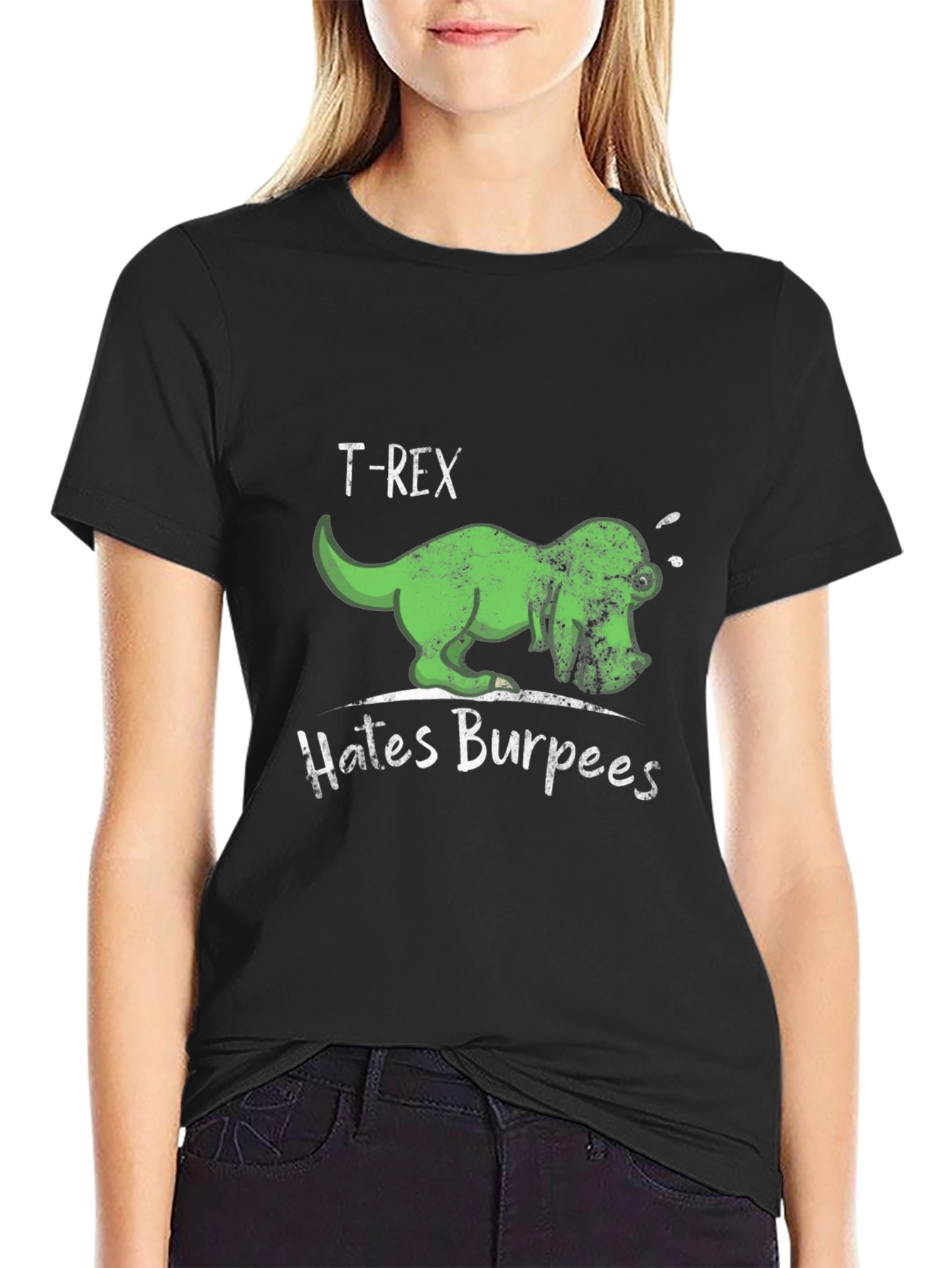 T-Rex Hates Burpees Mens Black T-Shirt