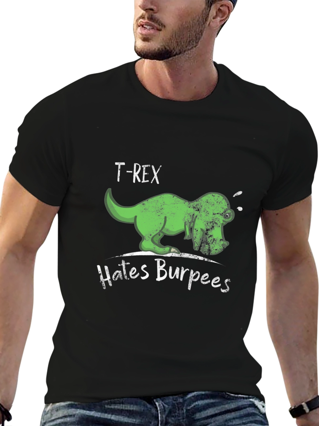 T-Rex Hates Burpees Mens Black T-Shirt