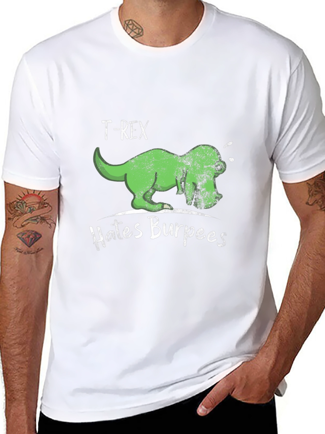 T-Rex Hates Burpees Mens Black T-Shirt