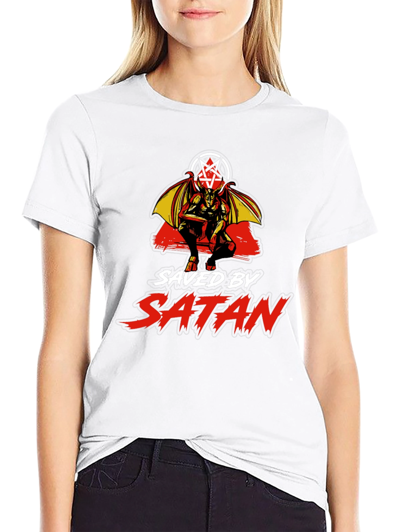 Saved by Satan Black Graphic T-Shirt