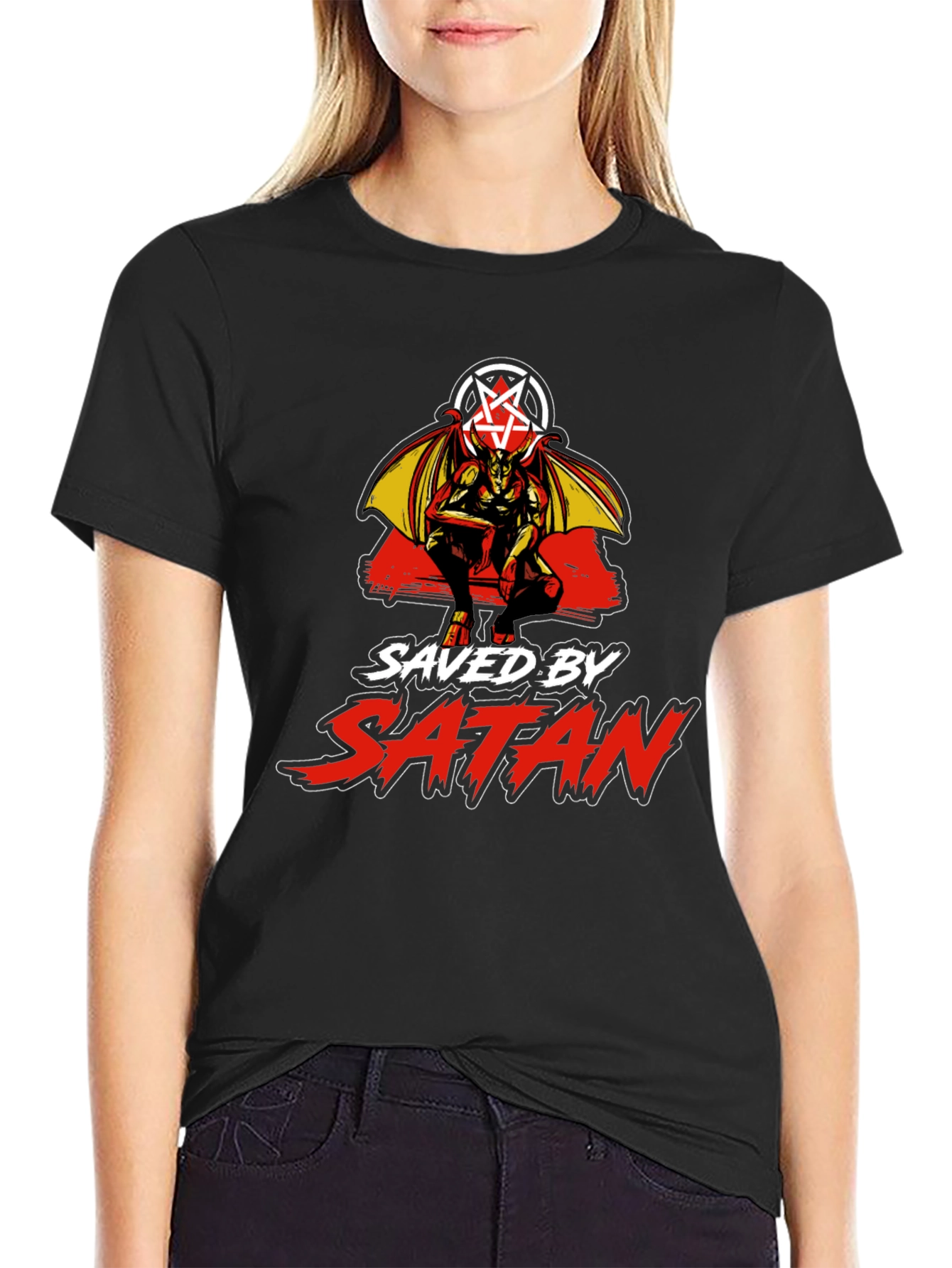 Saved by Satan Black Graphic T-Shirt