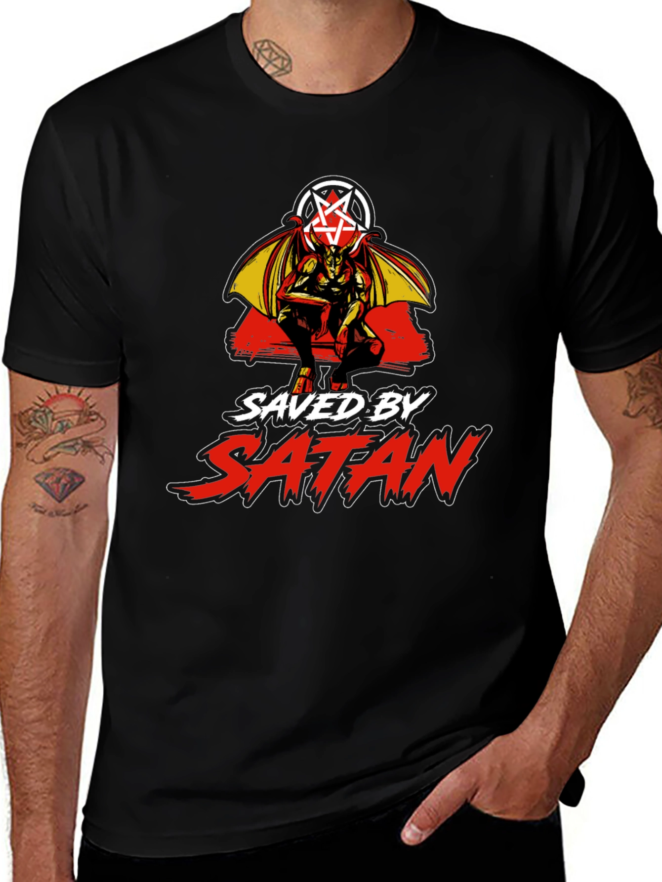 Saved by Satan Black Graphic T-Shirt