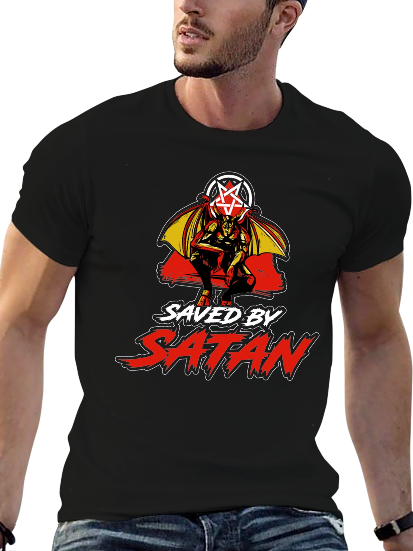Saved by Satan Black Graphic T-Shirt