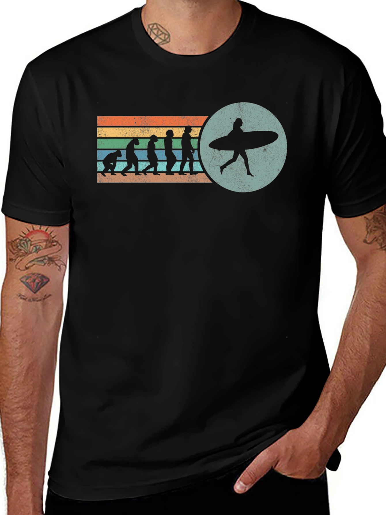 Evolution of Surfing Graphic Tee - Black