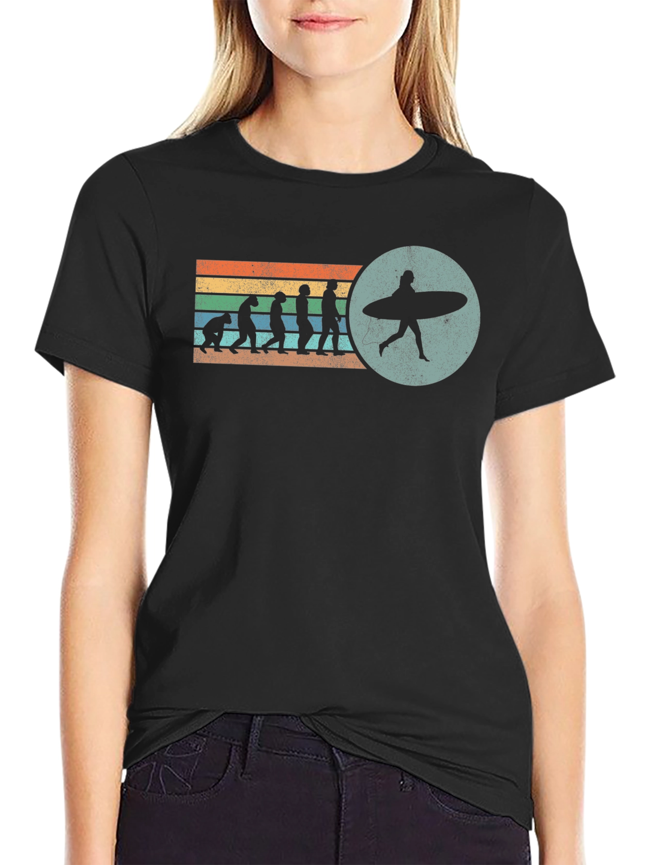 Evolution of Surfing Graphic Tee - Black
