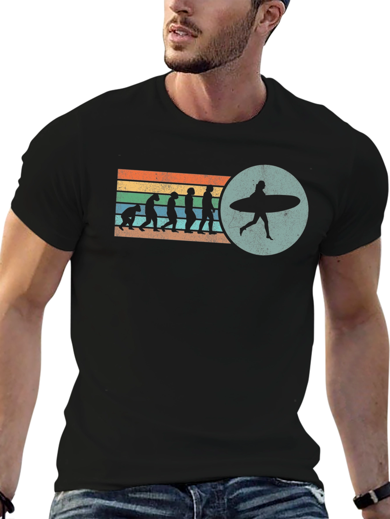 Evolution of Surfing Graphic Tee - Black