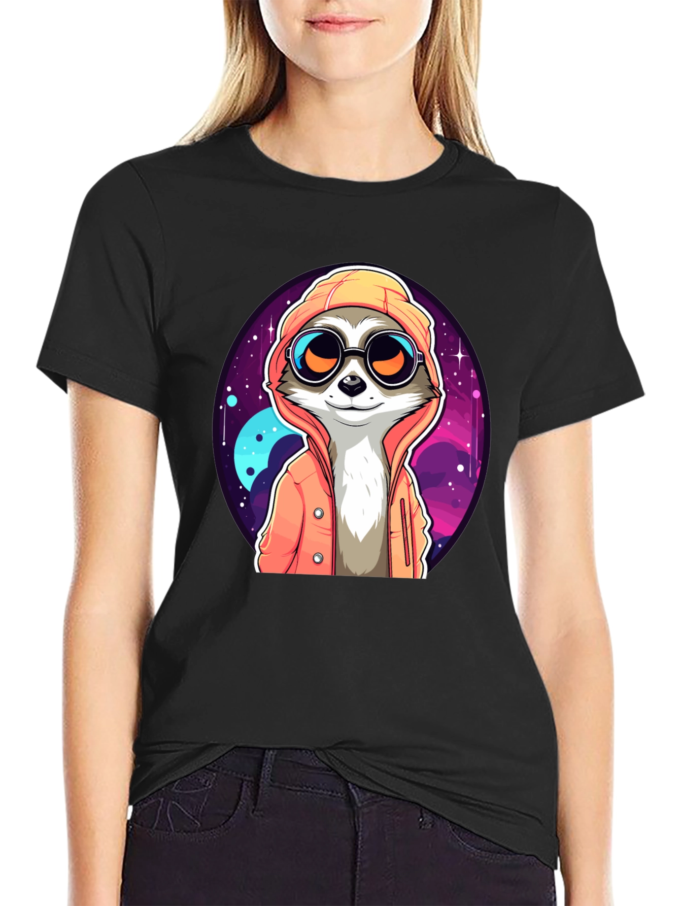 Cool Raccoon in Space T-Shirt