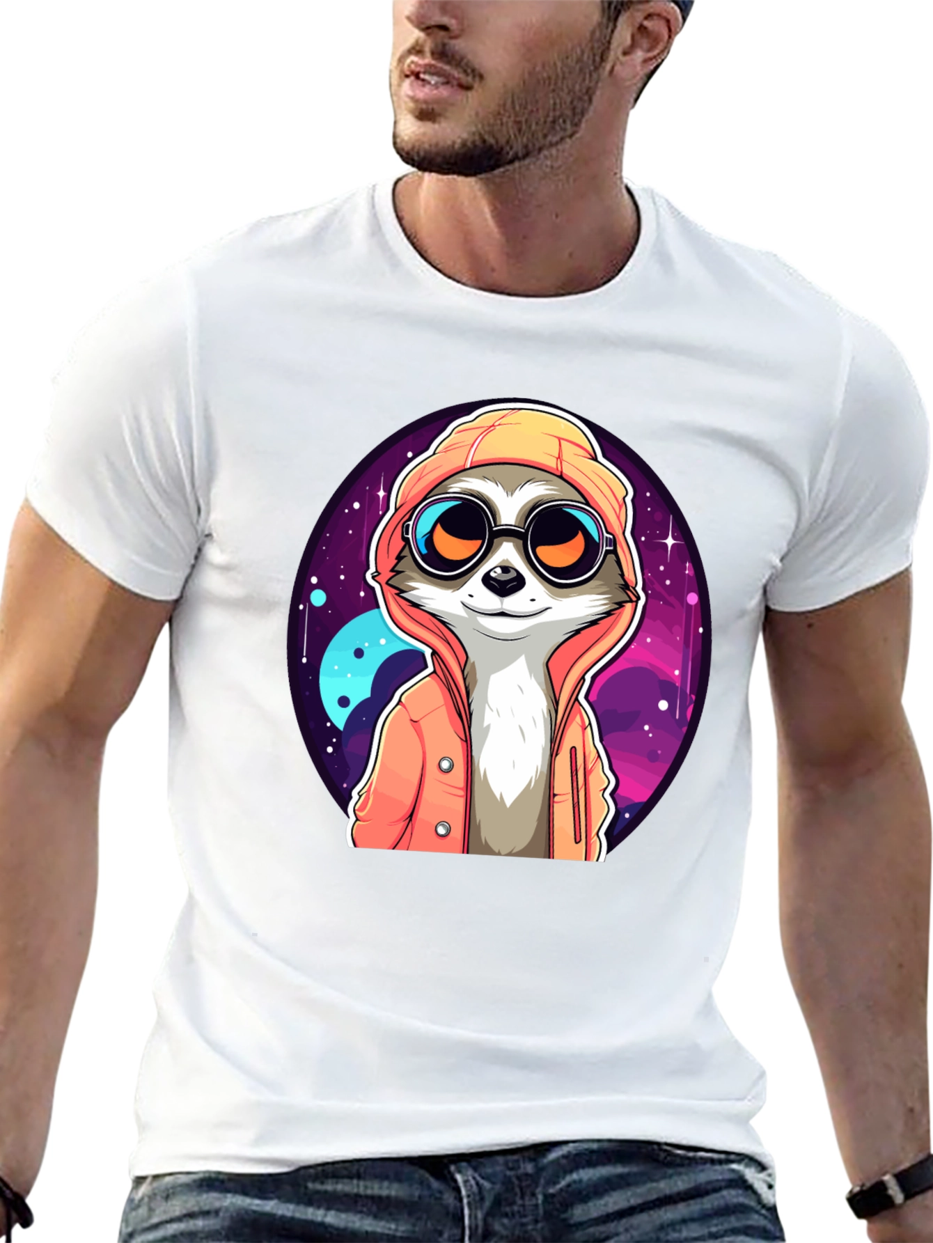 Cool Raccoon in Space T-Shirt