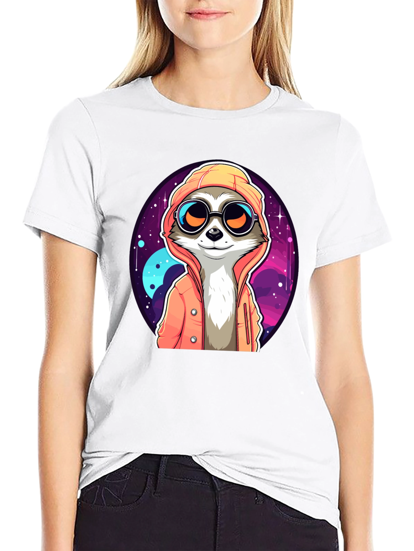 Cool Raccoon in Space T-Shirt