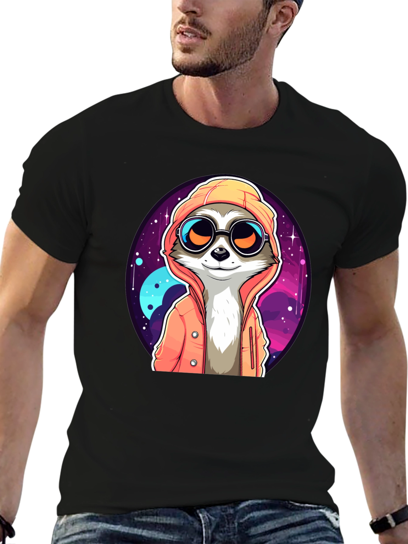 Cool Raccoon in Space T-Shirt