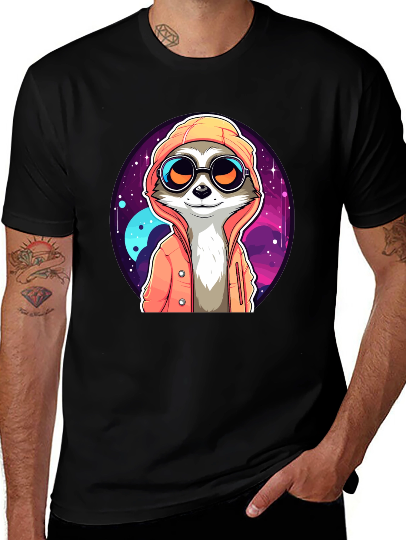 Cool Raccoon in Space T-Shirt