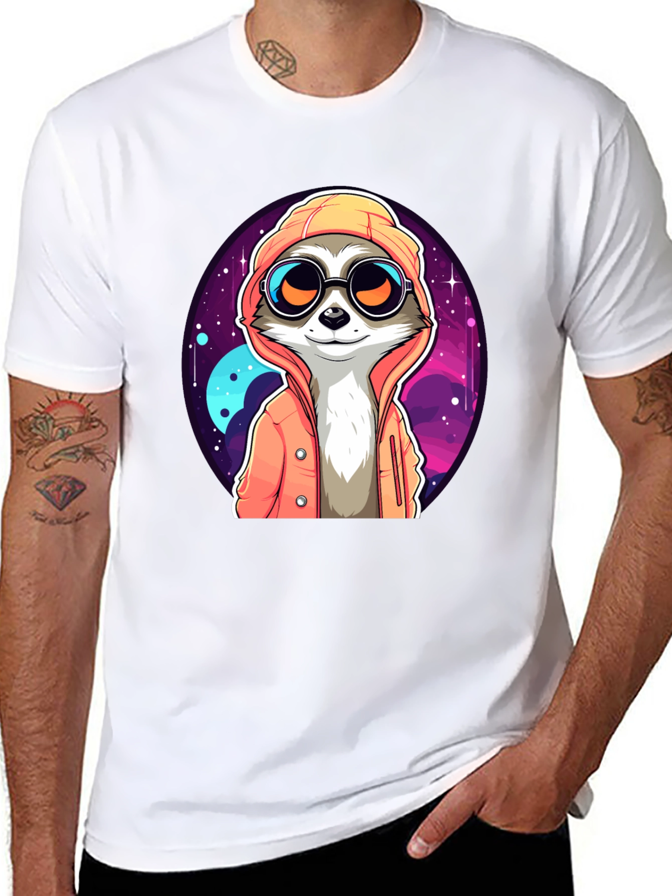 Cool Raccoon in Space T-Shirt