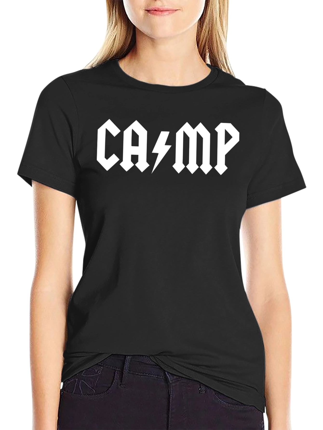 Camp AC/DC Style Black Graphic T-Shirt
