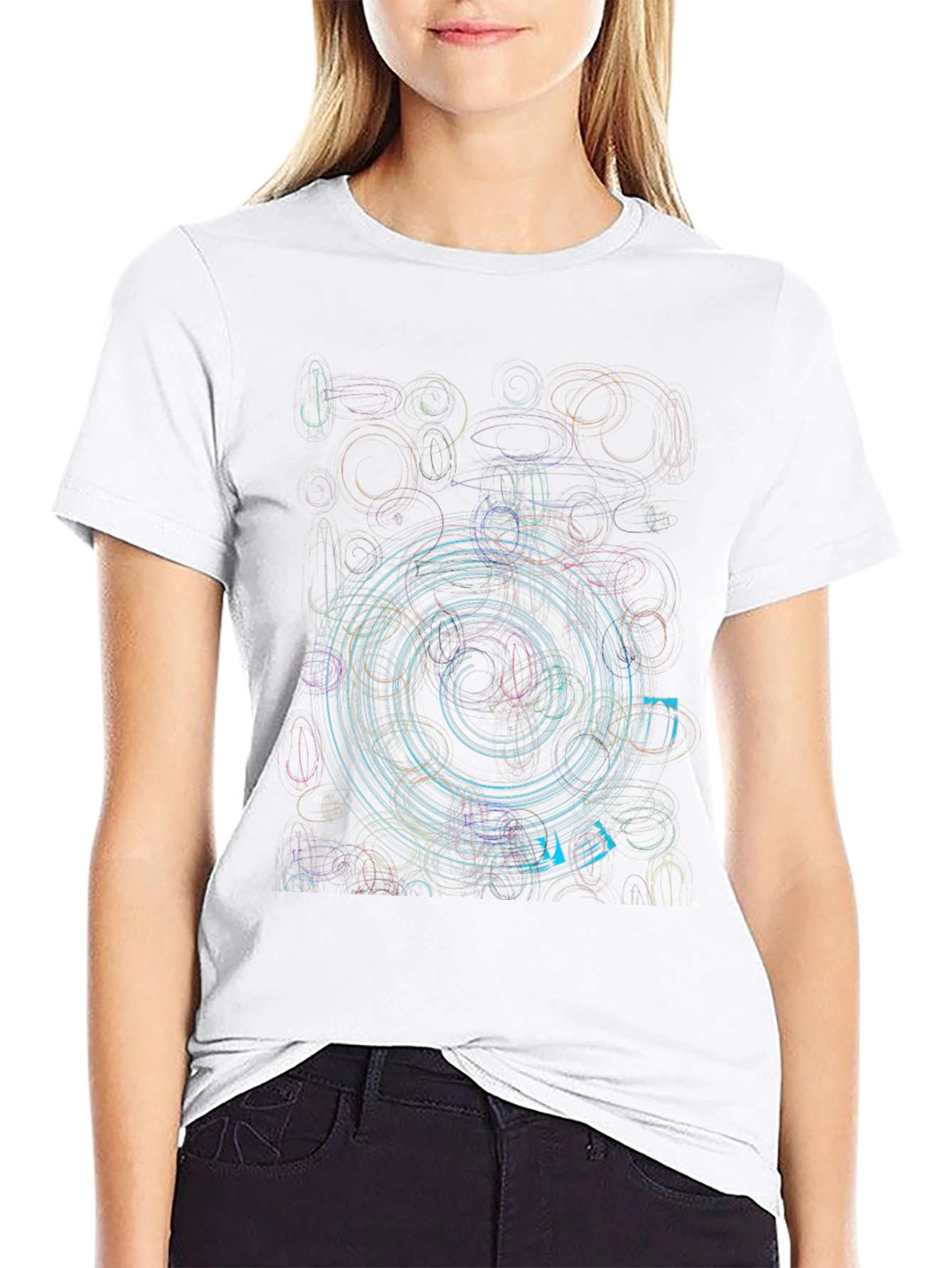 Abstract Circle Graphic Print Black T-Shirt