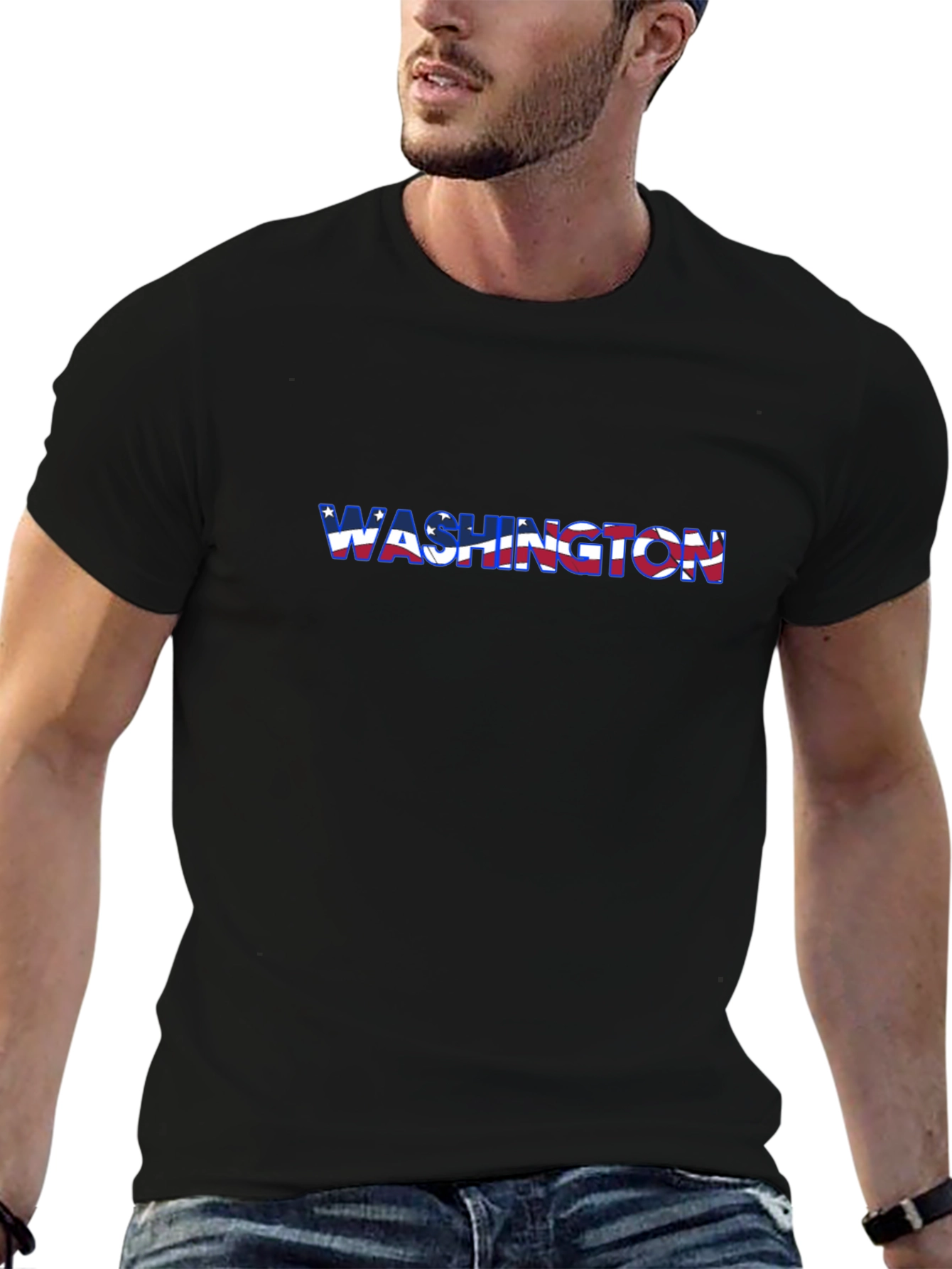 Washington Flag Graphic Black T-Shirt