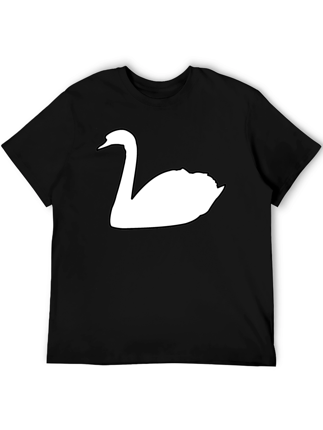 Swan Graphic Tee - Black Cotton Casual Shirt