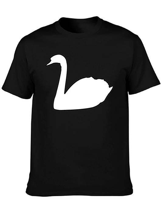 Swan Graphic Tee - Black Cotton Casual Shirt