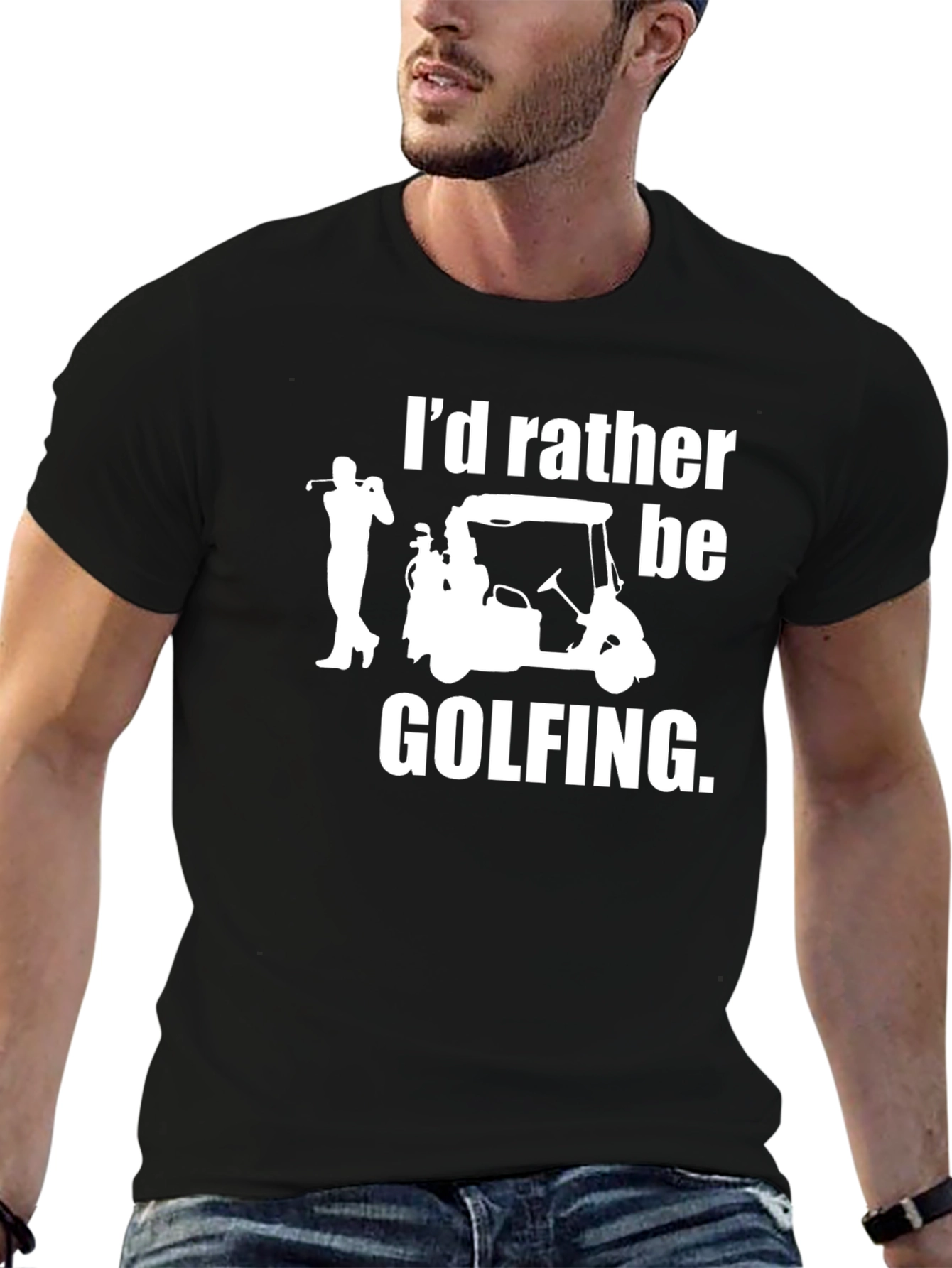 Id Rather Be Golfing Black T-Shirt