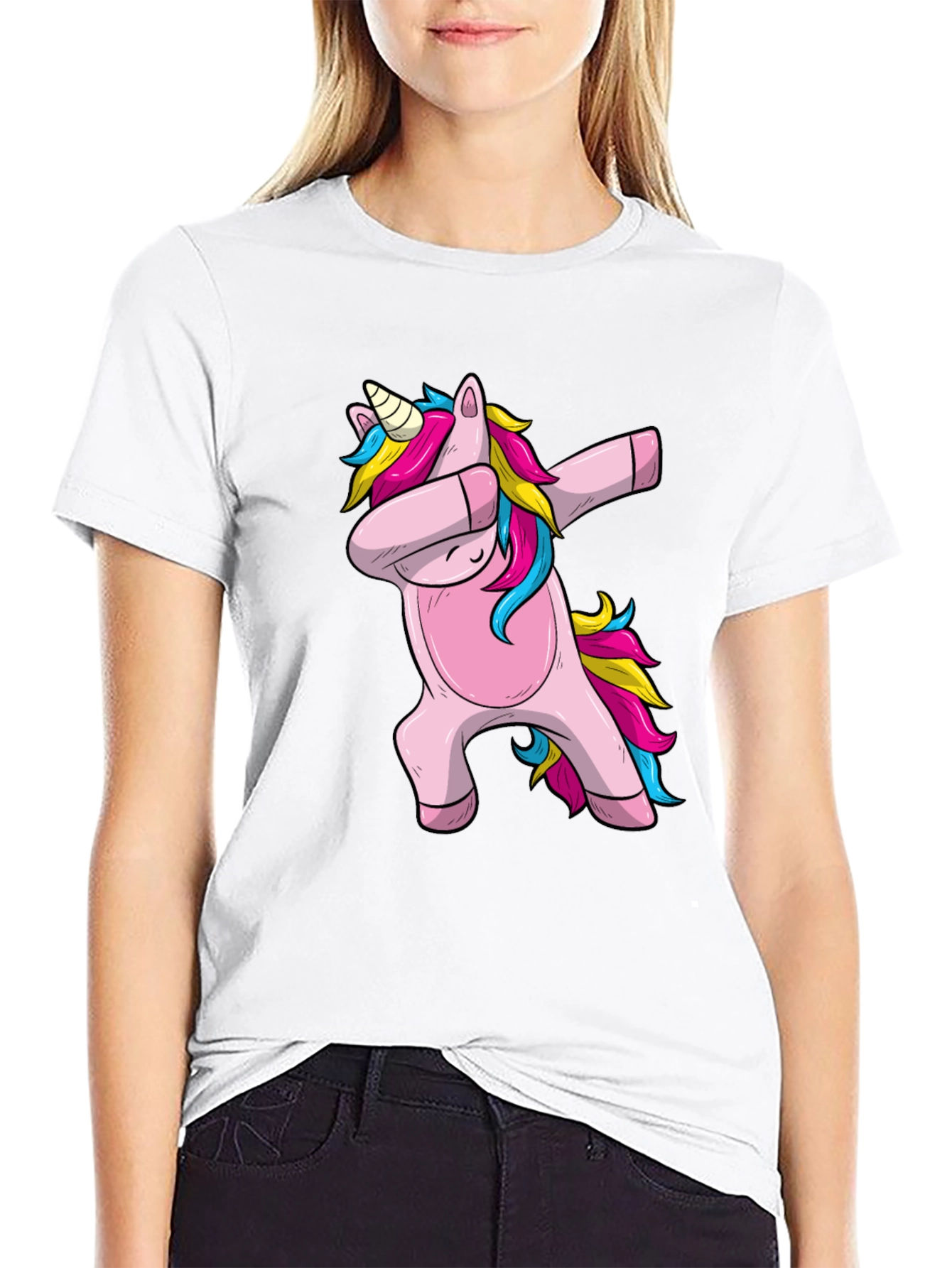 Dabbing Unicorn Graphic Tee - Black