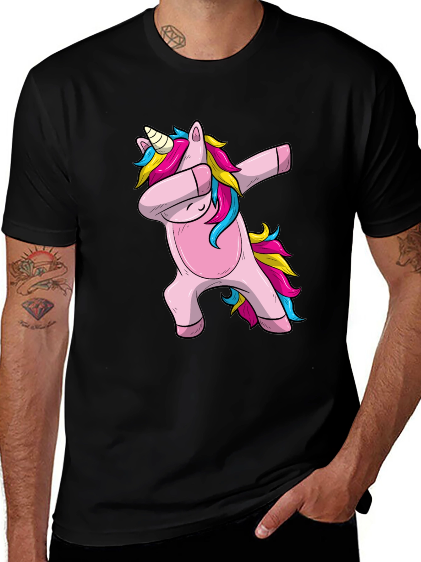 Dabbing Unicorn Graphic Tee - Black