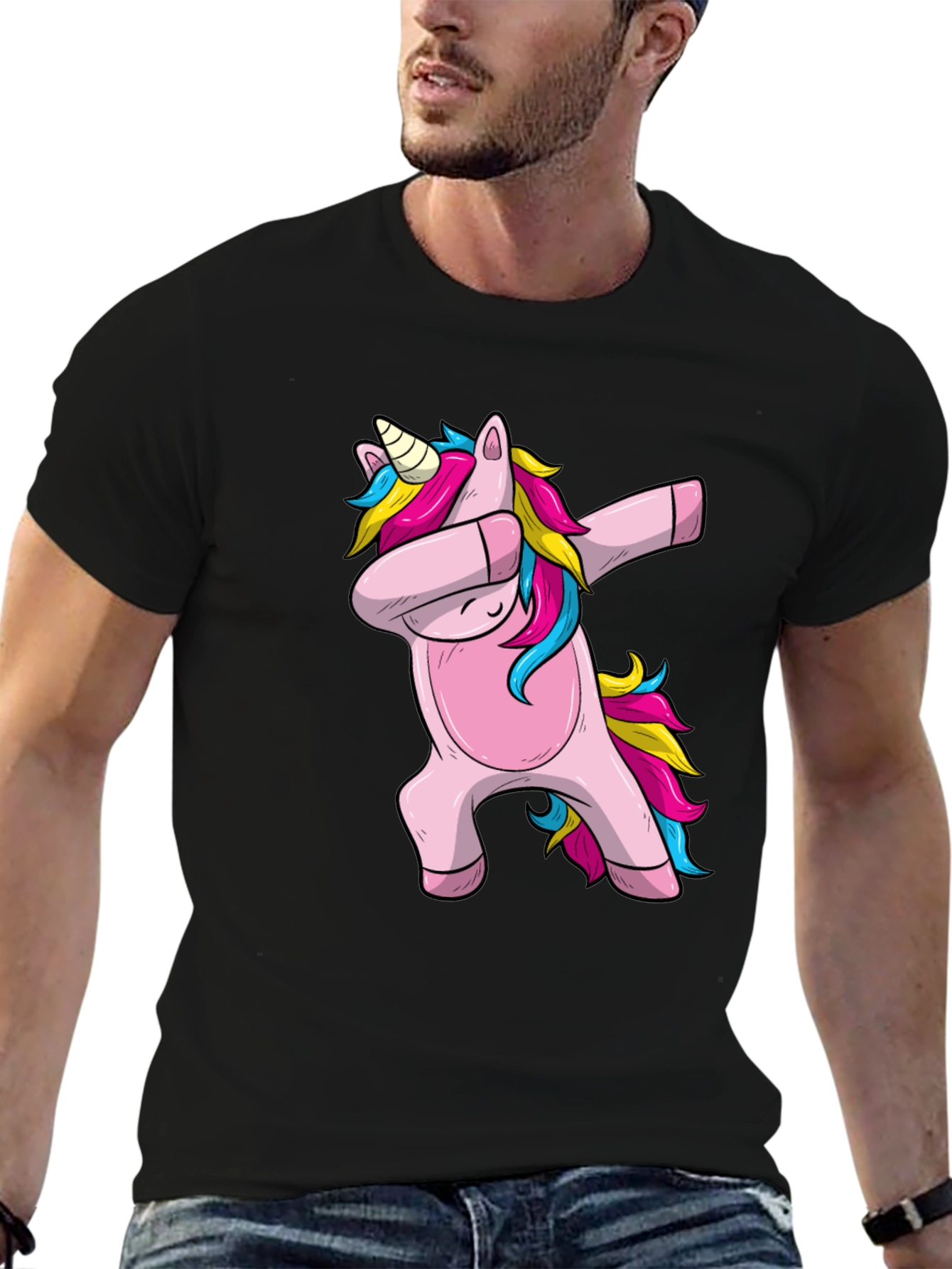 Dabbing Unicorn Graphic Tee - Black