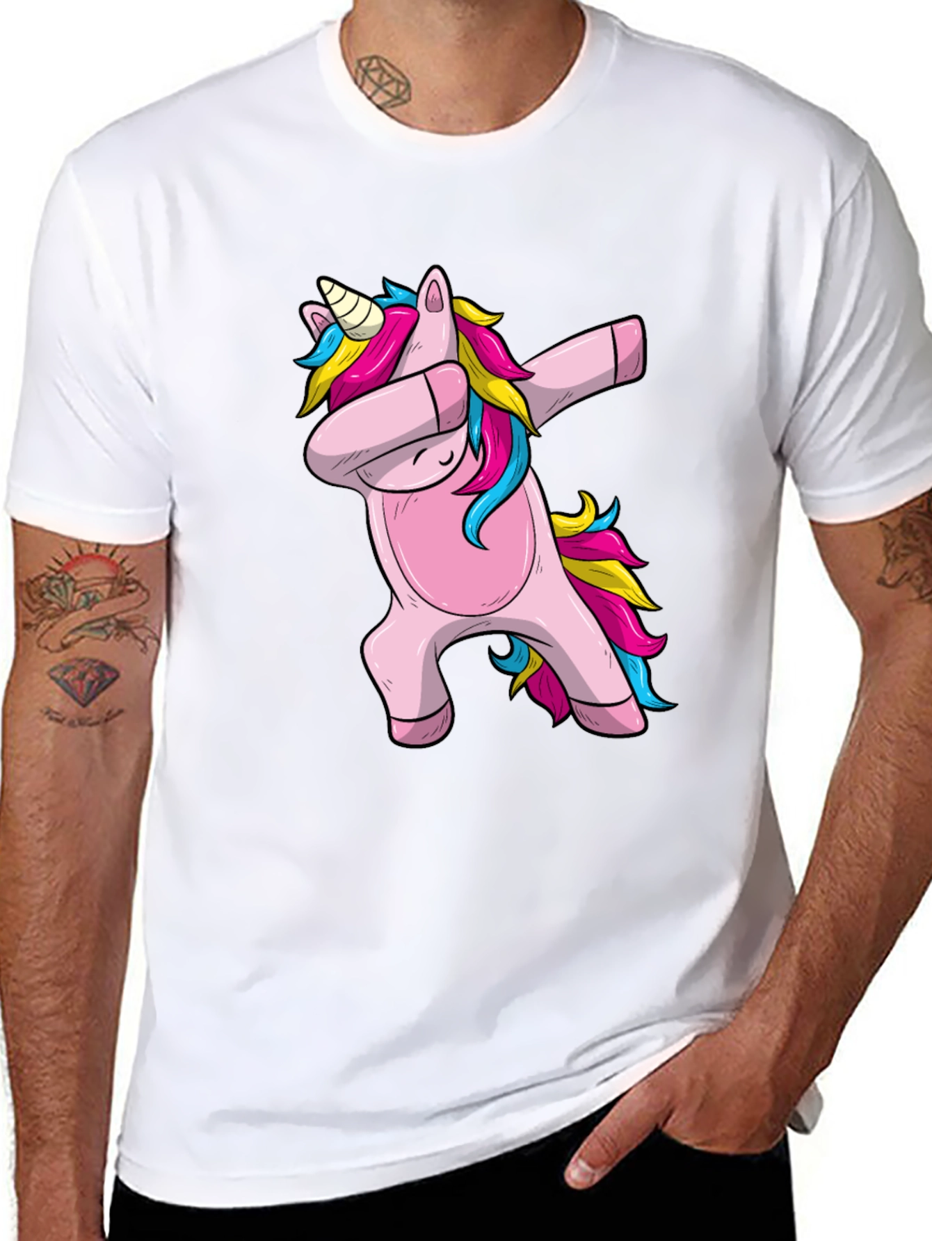 Dabbing Unicorn Graphic Tee - Black
