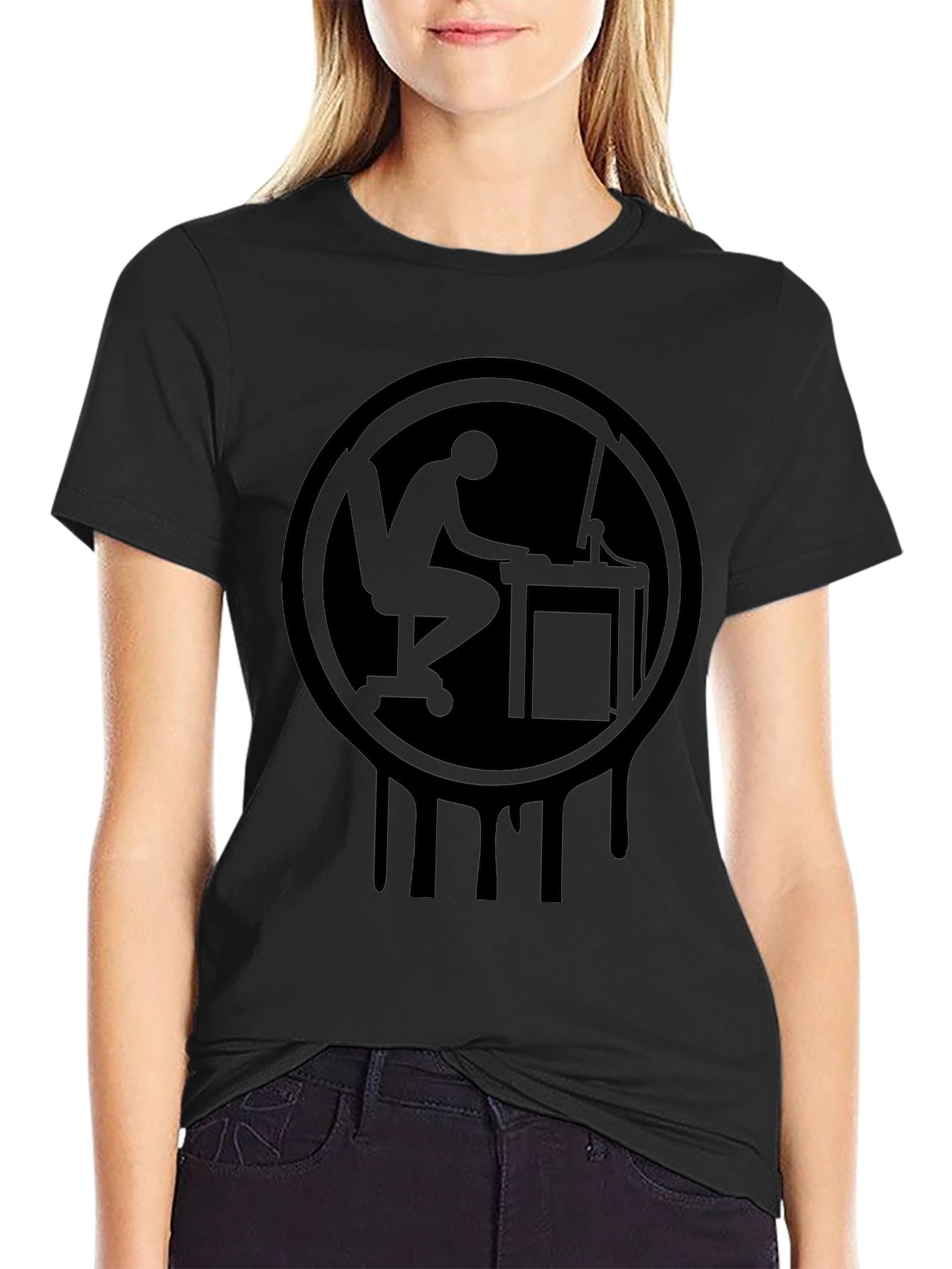 Coder Drip Tee - Programmer Silhouette Graphic Black T-Shirt