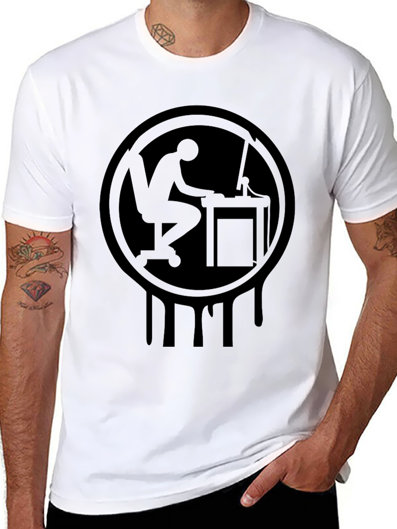Coder Drip Tee - Programmer Silhouette Graphic Black T-Shirt