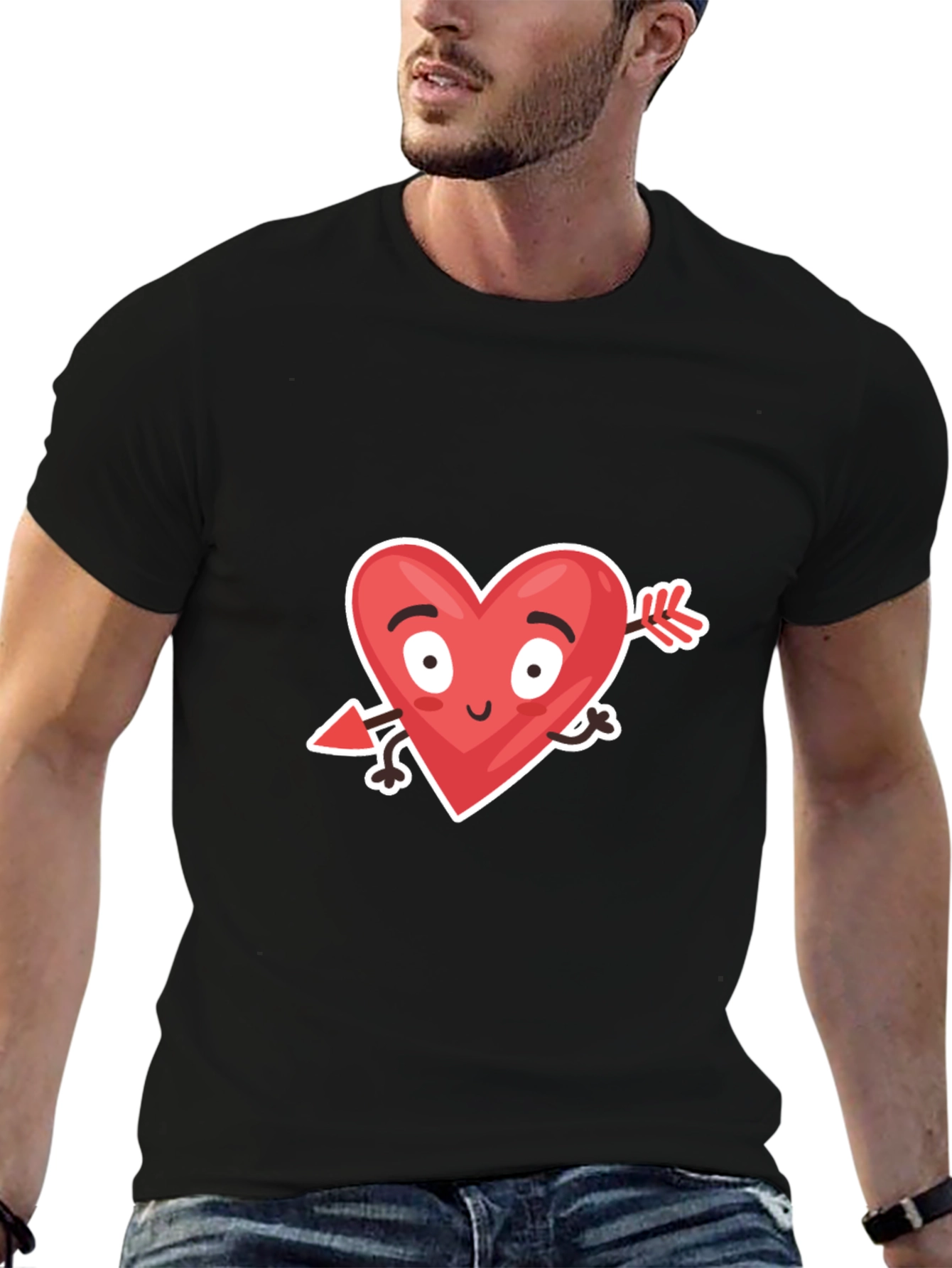 Funny Valentines Day Heart Arrow Black T-Shirt